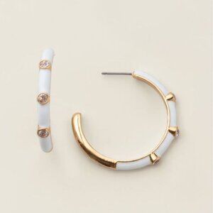 Sleek Enamel Hoop Earrings White